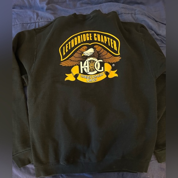 Harley Owners Group Black Crewneck Sweater with Ribbed Cuffs - Picture 6 of 7